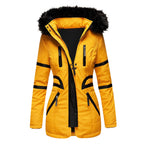 Women's Insulated Parka with Detachable Faux Fur Collar and Versatile Pockets