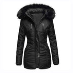 Women's Insulated Parka with Detachable Faux Fur Collar and Versatile Pockets