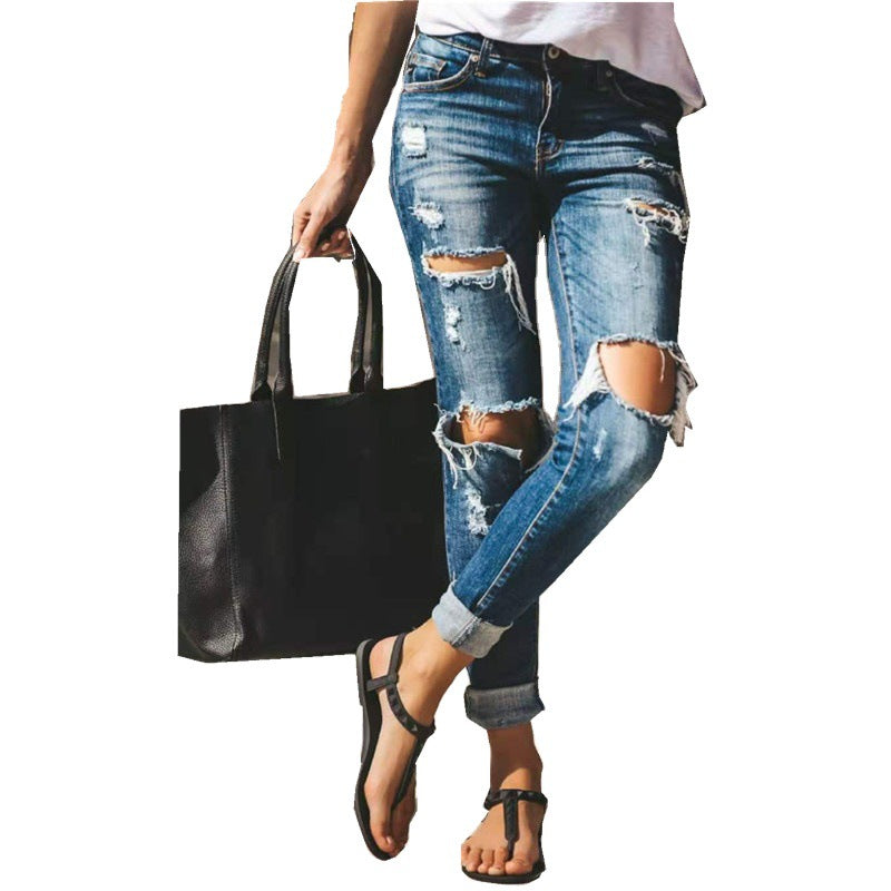 Women's Destroyed Denim Jeans