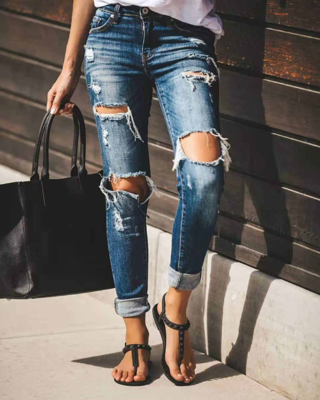 Women's Destroyed Denim Jeans