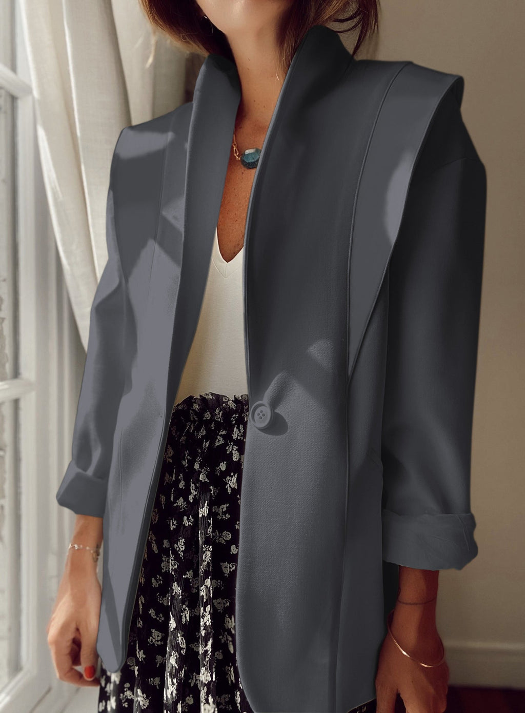 Women's Oversized Blazer with Chic Lapel