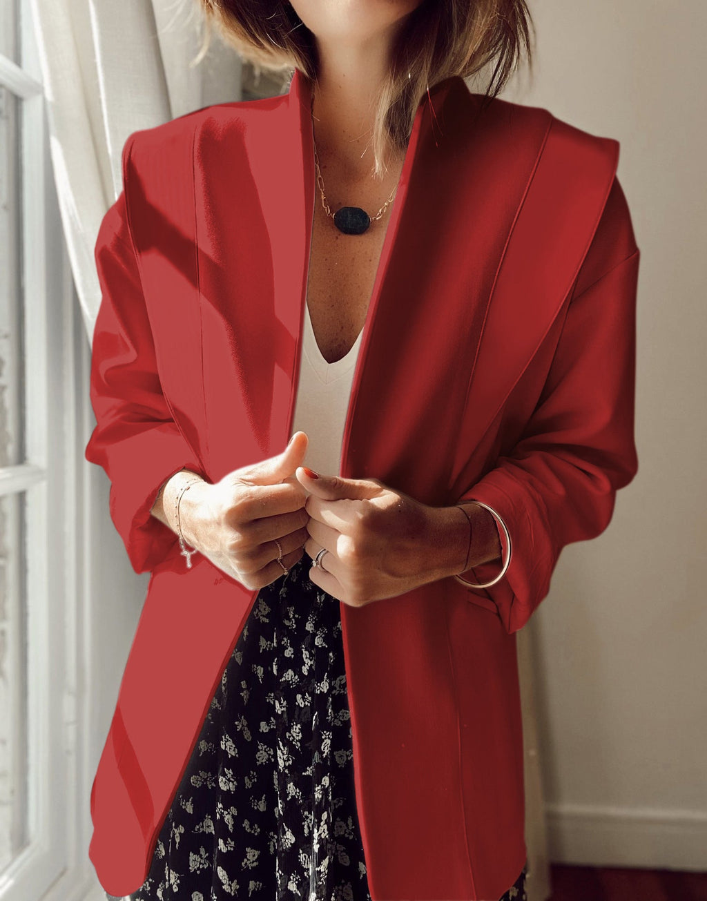 Women's Oversized Blazer with Chic Lapel