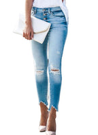 Women's High-Waisted Ripped Jeans with Button Fly