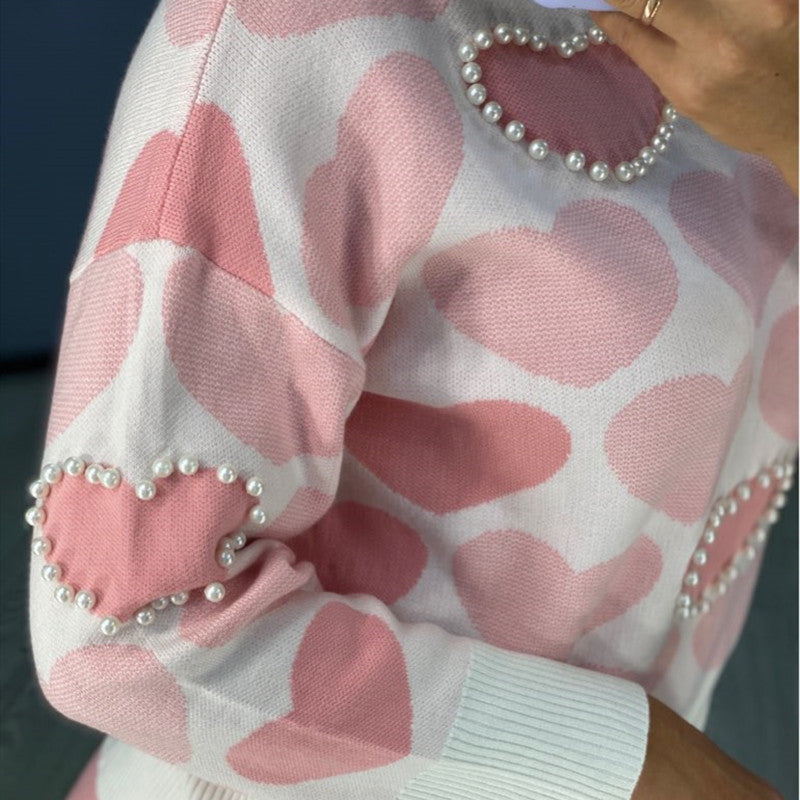 Women's Cozy Heart Pattern Lounge Set