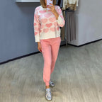 Women's Cozy Heart Pattern Lounge Set