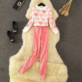 Women's Cozy Heart Pattern Lounge Set