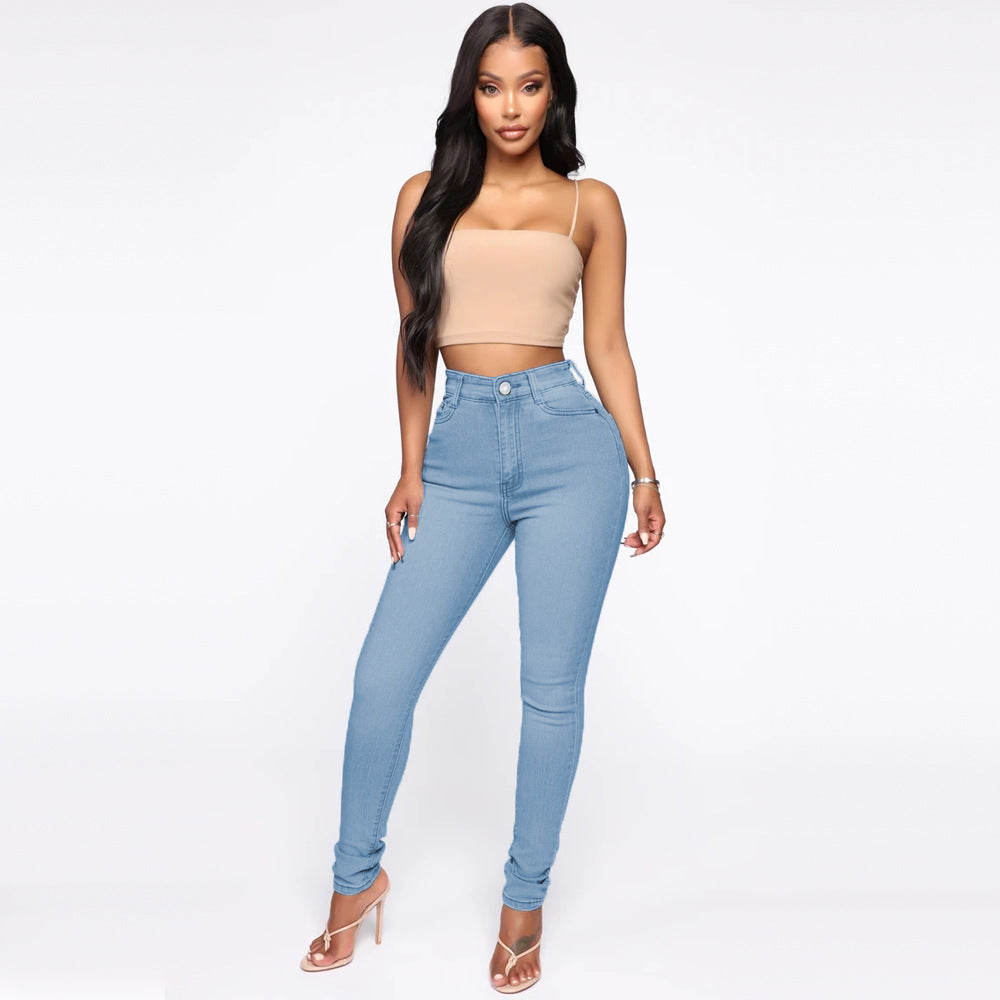 Women's High-Waisted Skinny Jeans with Shaping Seams