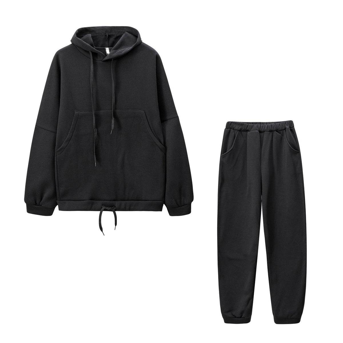 Women's Casual Hooded Suit with Pockets and Adjustable Waist
