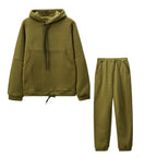 Women's Casual Hooded Suit with Pockets and Adjustable Waist