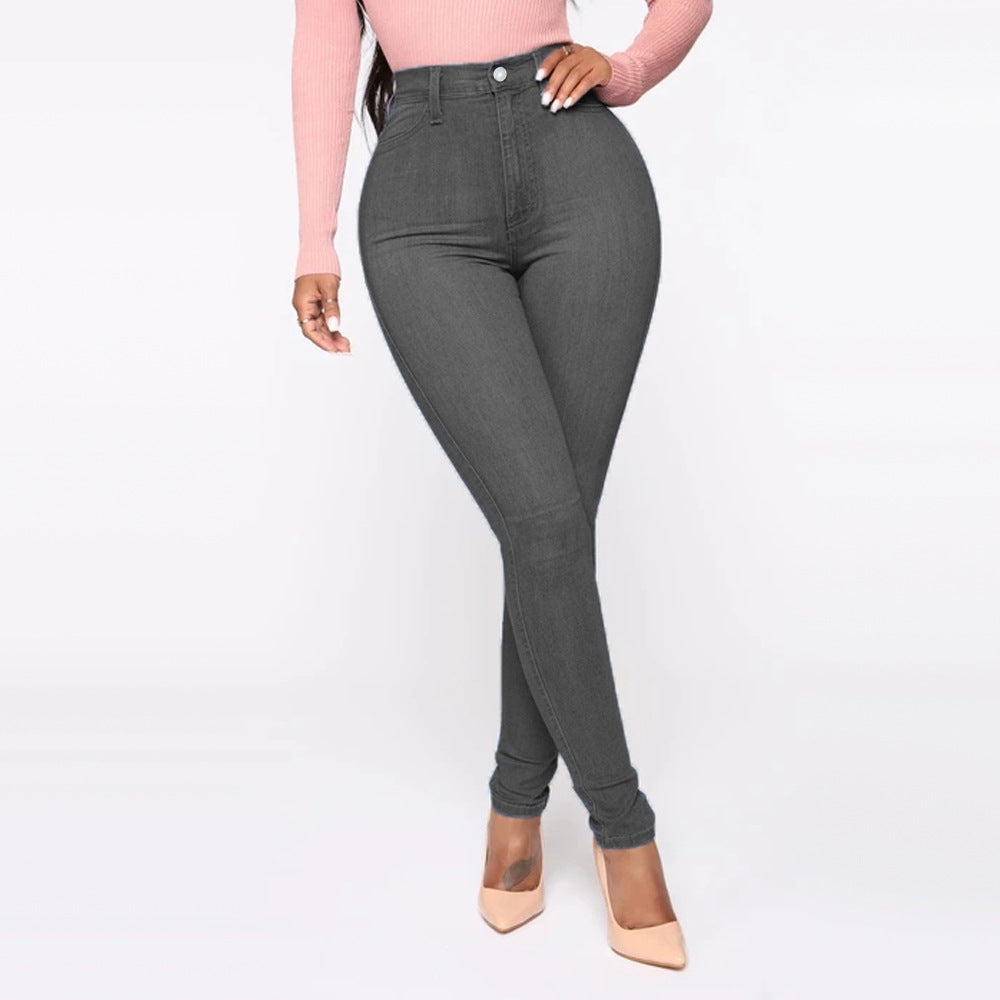 Women's High-Waisted Skinny Jeans with Shaping Seams