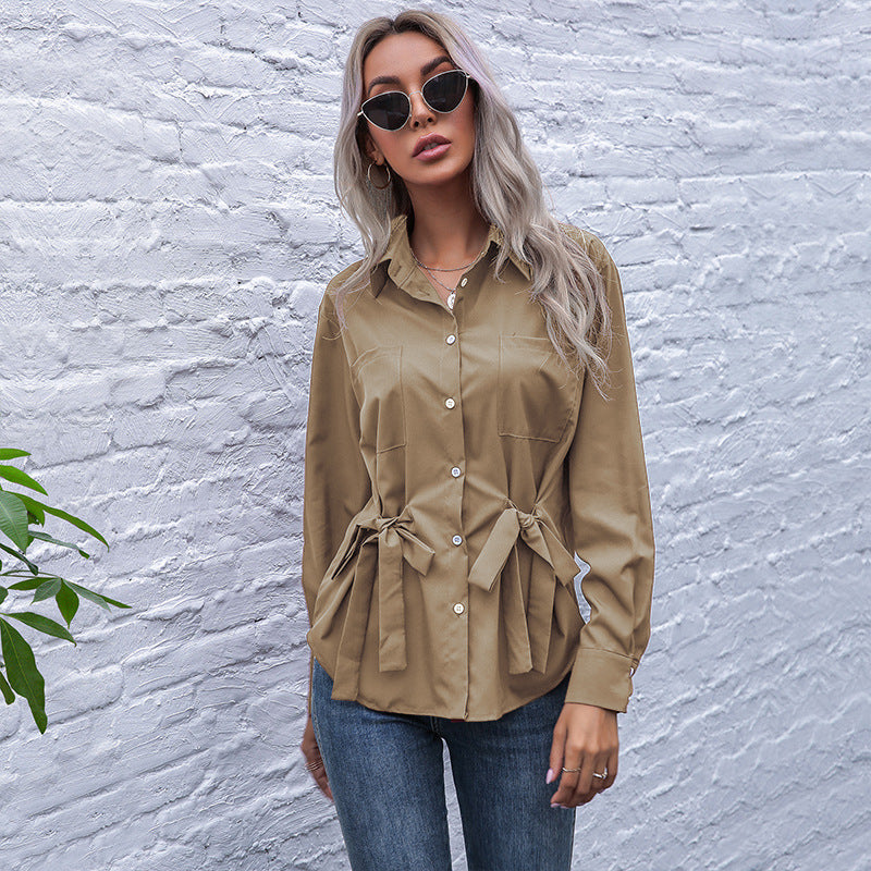 Women's Shirt Blouse with Tie Details