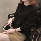 Women's Cozy Knit Pullover with Casual Cut and Wide Sleeves