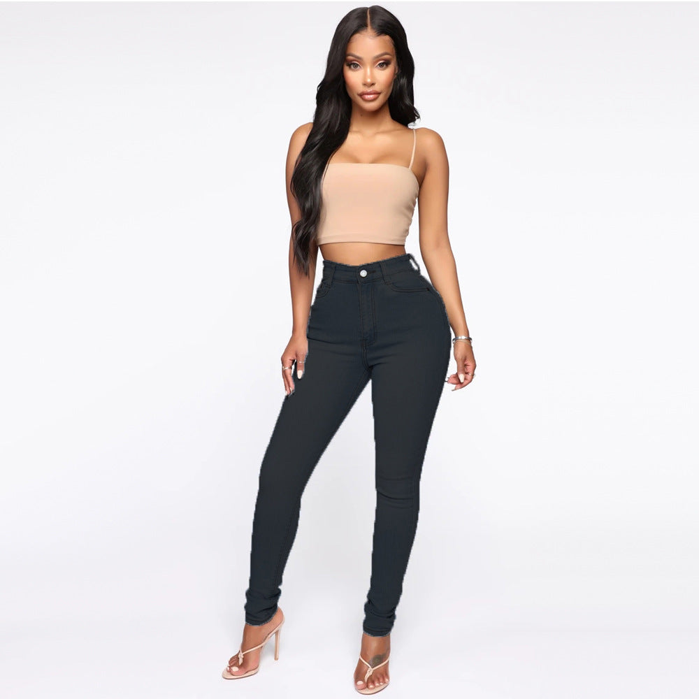 Women's High-Waisted Skinny Jeans with Shaping Seams