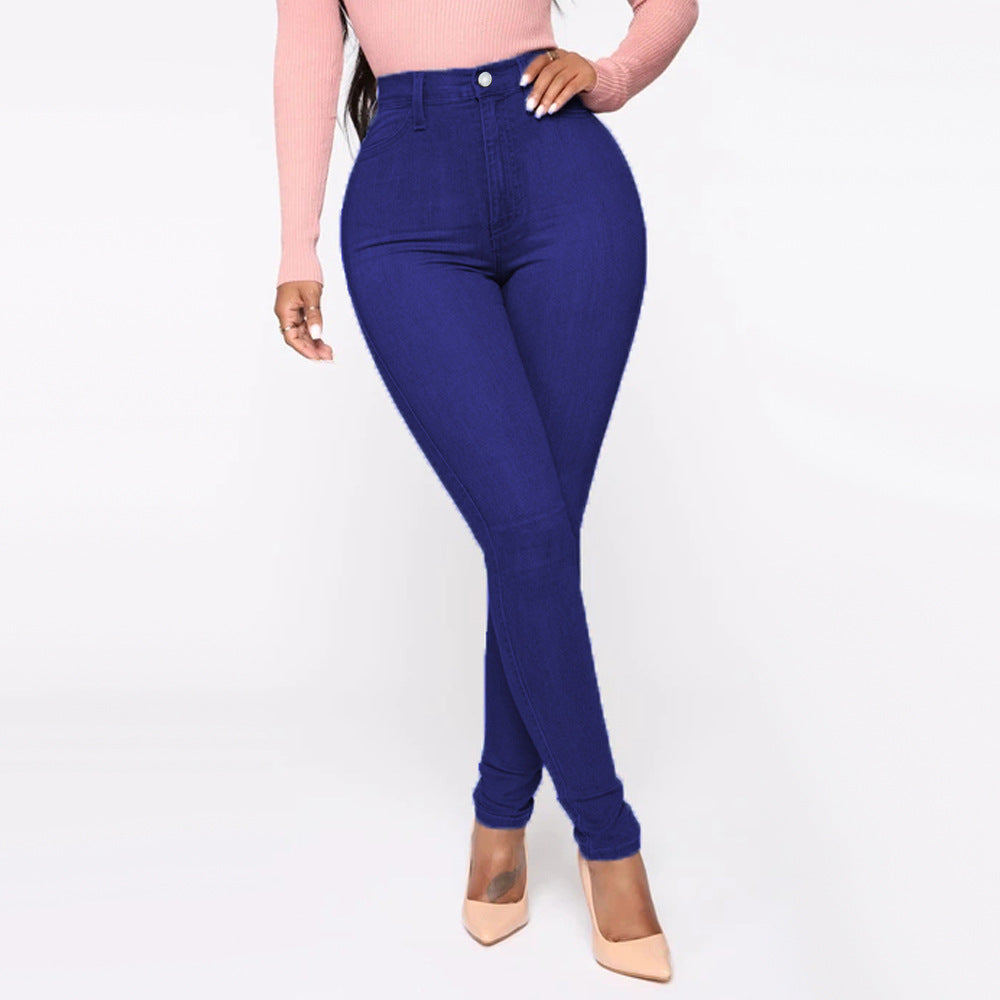 Women's High-Waisted Skinny Jeans with Shaping Seams