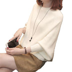 Women's Cozy Knit Pullover with Casual Cut and Wide Sleeves