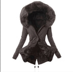 Women's Fashionable Parka with Detachable Fur Collar