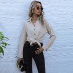 Women's Button-Down Shirt with Knot Detail