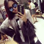Women's Elegant Faux Fur Cape Jacket with Shoulder Pads