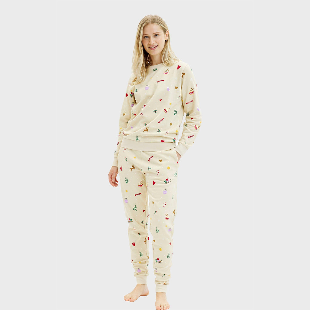 Christmas Sweat Set Beige Women's