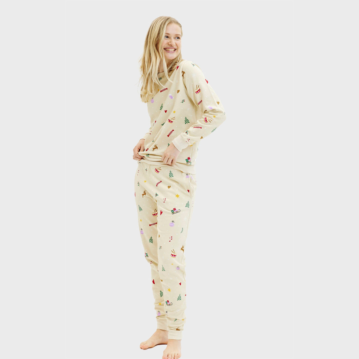 Christmas Sweat Set Beige Women's