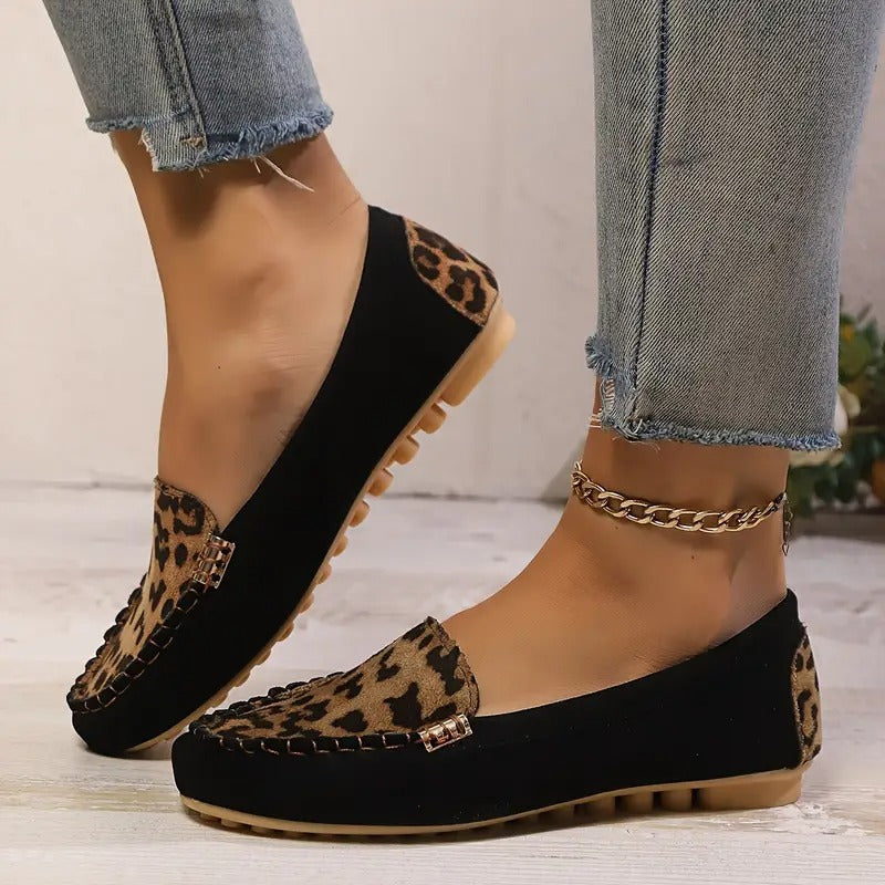 Comfortable Women's Slip-Ons with Leopard Print