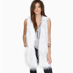 Elegant Faux Fur Vest with Side Pockets