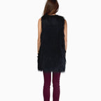 Elegant Faux Fur Vest with Side Pockets