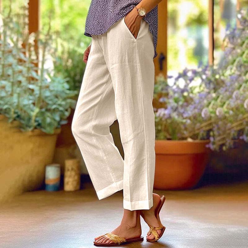 Cotton Casual Straight-Leg Pants
