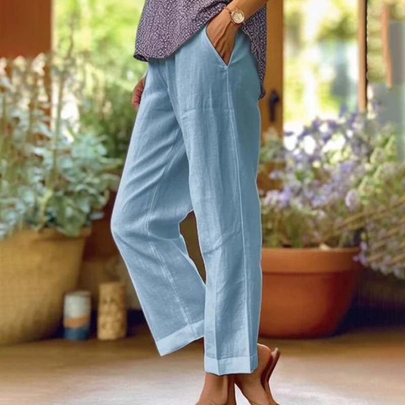 Cotton Casual Straight-Leg Pants