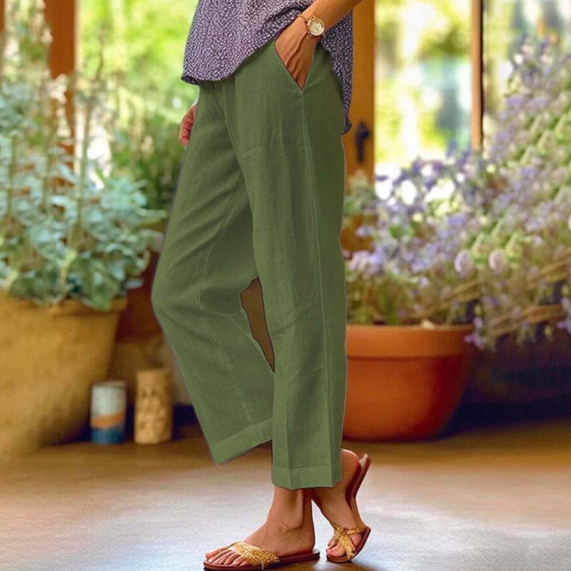 Cotton Casual Straight-Leg Pants