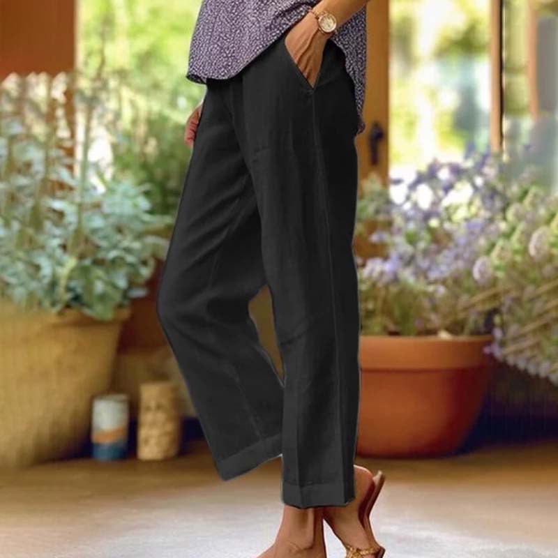 Cotton Casual Straight-Leg Pants