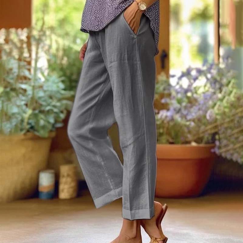 Cotton Casual Straight-Leg Pants