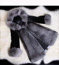 Women's Elegant Faux Fur Coat with Voluminous Collar and Side Pockets