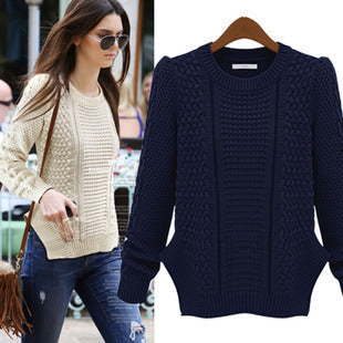 Women's Chunky Knit Sweater with Textured Pattern and Casual Fit