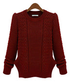 Women's Chunky Knit Sweater with Textured Pattern and Casual Fit