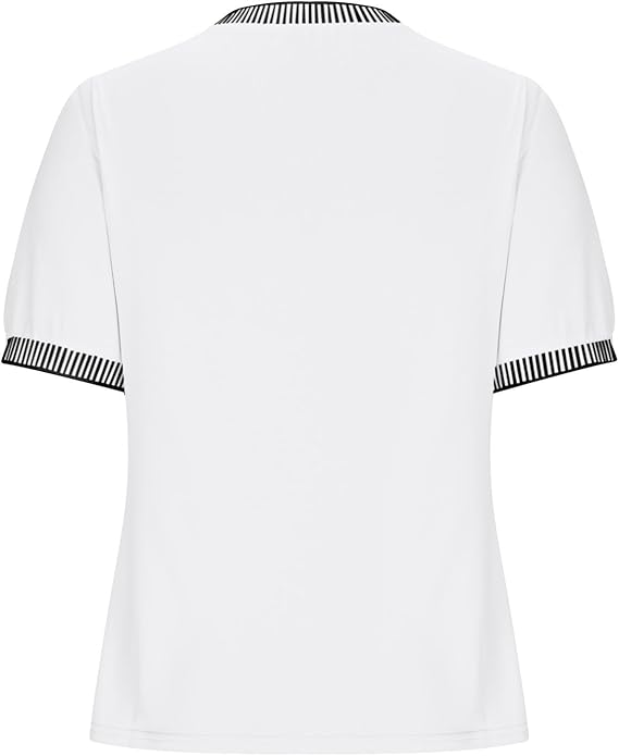 Casual Short-Sleeve Shirt with Striped Collar