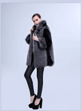 Women's Fluffy Faux Fur Cape with Voluminous Collar and Side Pockets