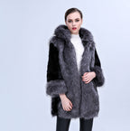 Women's Fluffy Faux Fur Cape with Voluminous Collar and Side Pockets