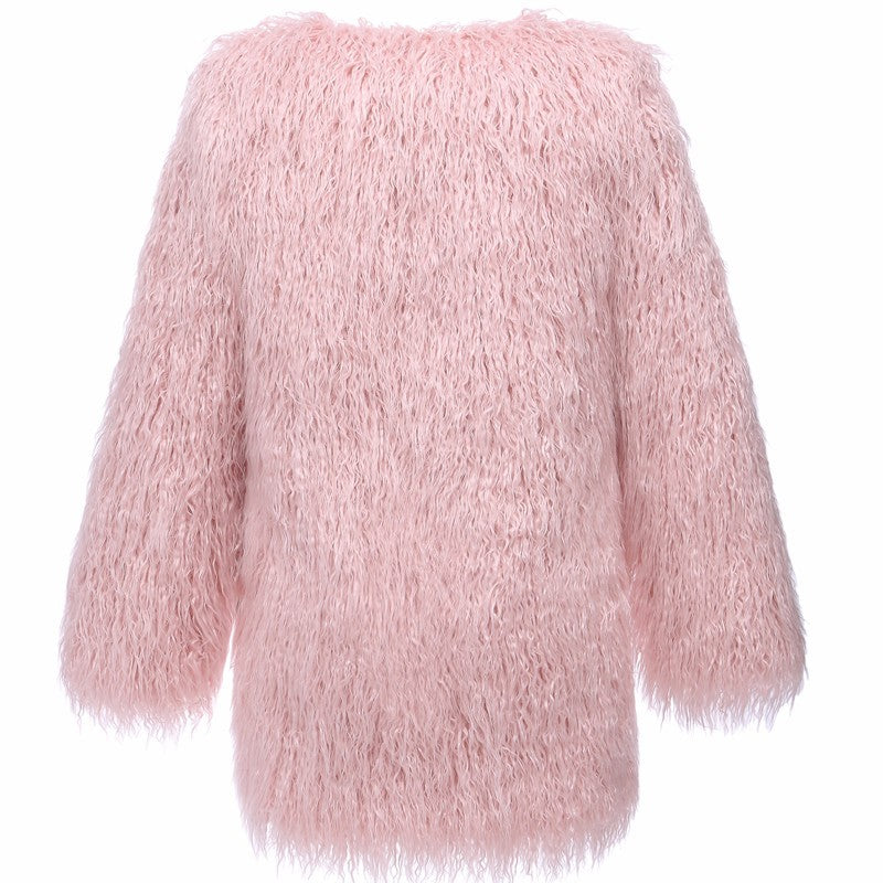 Women's Fluffy Faux Fur Throw Coat