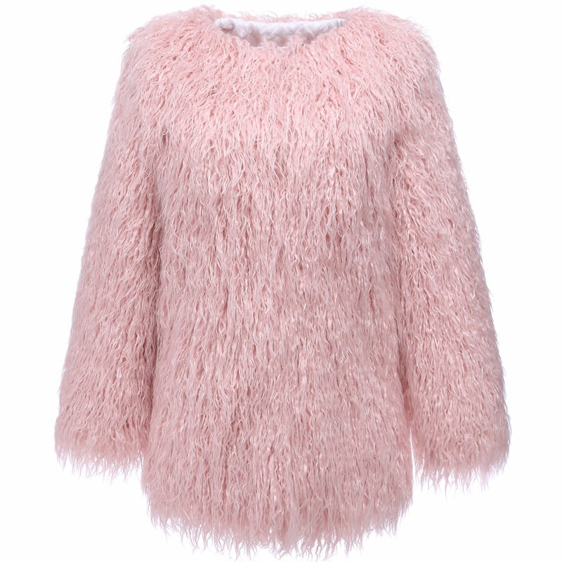 Women's Fluffy Faux Fur Throw Coat
