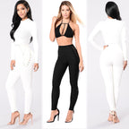 Women's High-Waisted Leggings with Decorative Lace-Up Detail