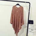 Women's Crochet Poncho with Fringed Edges and Fine Openwork Pattern