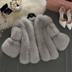 Women's Fluffy Faux Fur Coat with Wide Sleeves