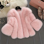 Women's Fluffy Faux Fur Coat with Wide Sleeves