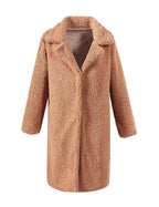 Women's Fluffy Boucle Coat with Elegant Lapel and Wide Cut