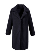 Women's Fluffy Boucle Coat with Elegant Lapel and Wide Cut