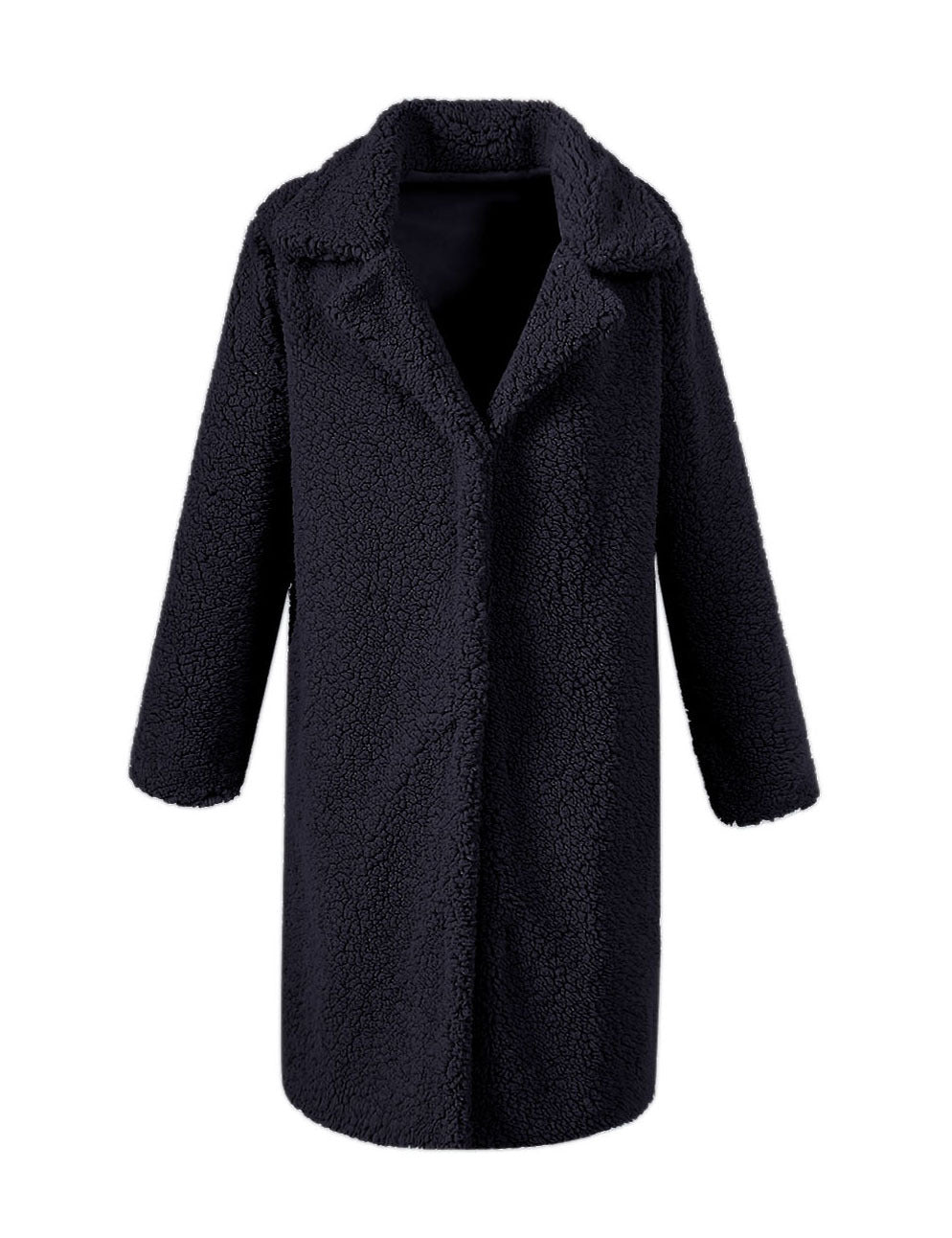 Women's Fluffy Boucle Coat with Elegant Lapel and Wide Cut