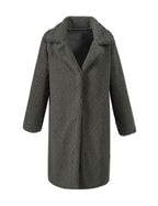 Women's Fluffy Boucle Coat with Elegant Lapel and Wide Cut