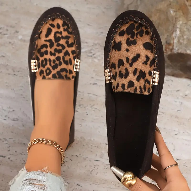 Comfortable Women's Slip-Ons with Leopard Print