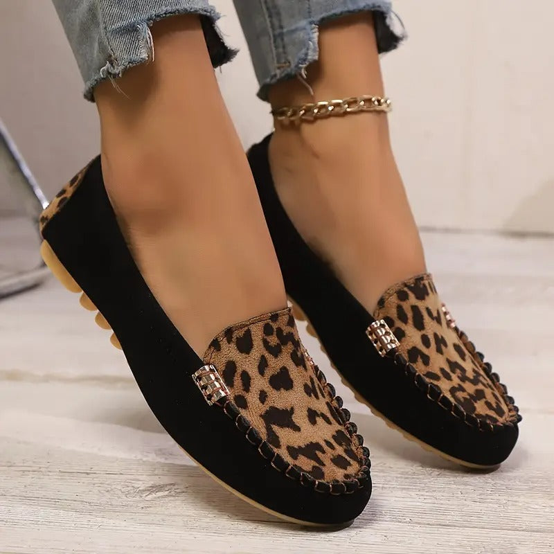 Comfortable Women's Slip-Ons with Leopard Print